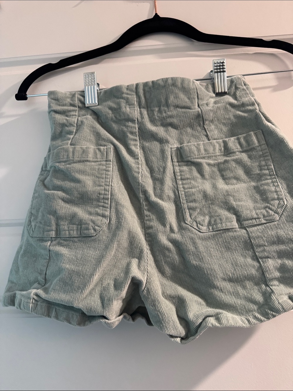 Roxy High-Waist Corduroy Shorts in Light Sage Green - Picture 5 of 5
